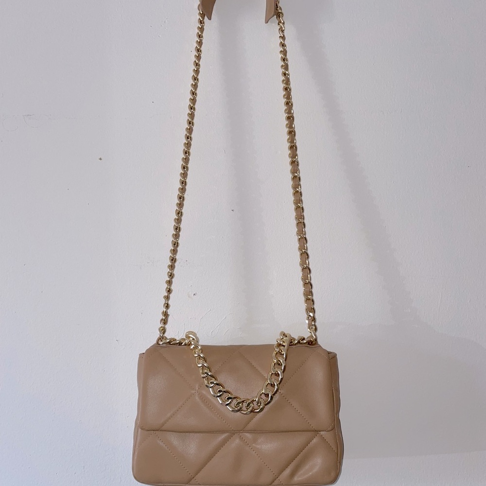 Cross body tan flap purse